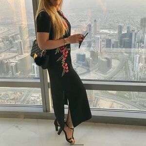 Zara Woman Black Embroidered Maxi Dress – Size S -4